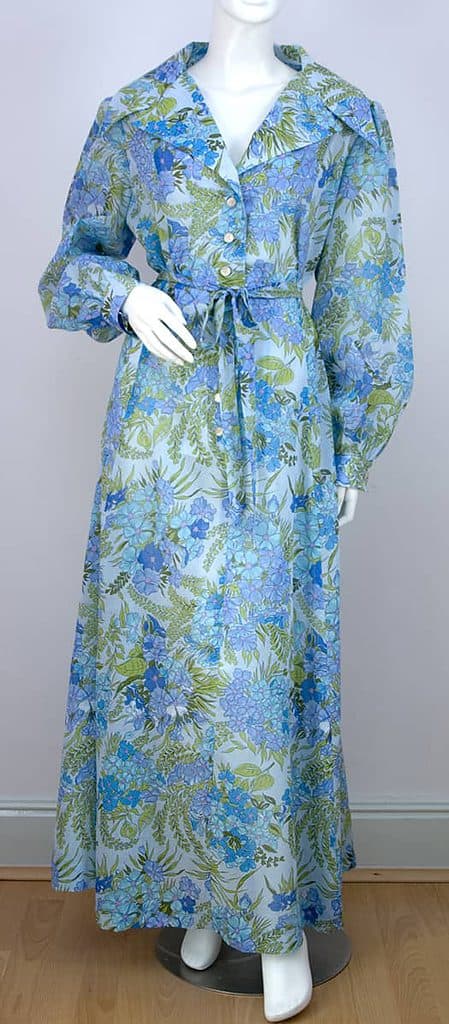 Frederick Howard 1970s Floral hostess dress with shirt waist