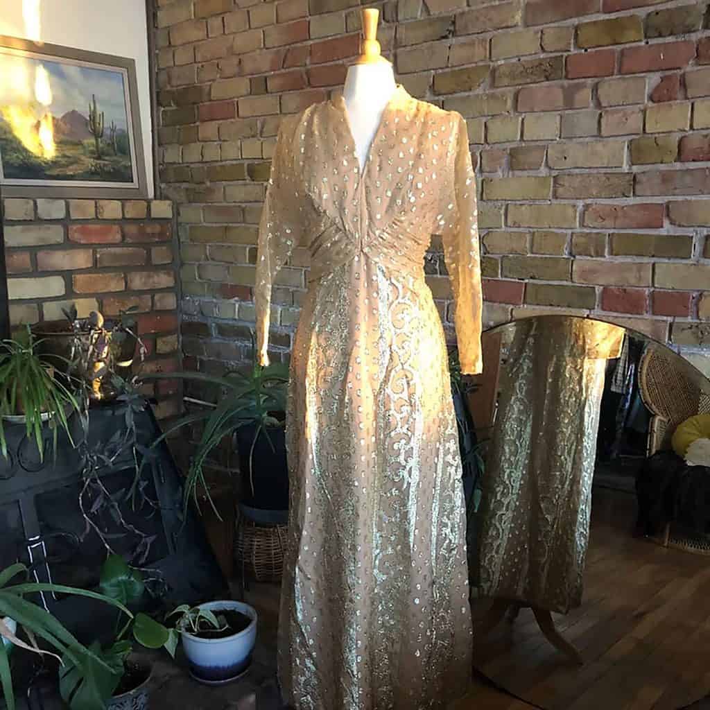 Gold Lame Hostess Dress