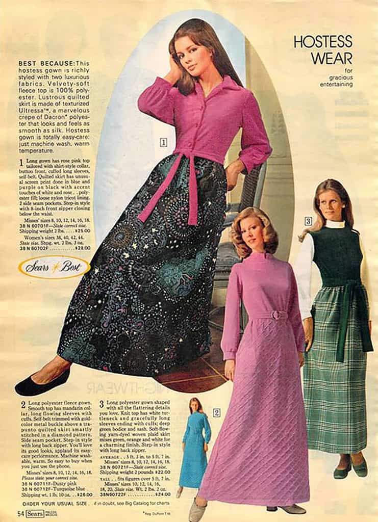 Hostess dresses from the 1972 Sears Wishbook