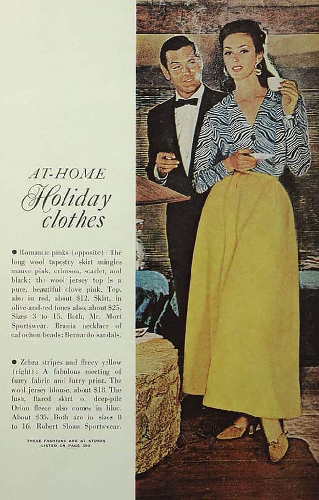 Hostess Dress from 1958 leopard wool top with yellow fleece skirt