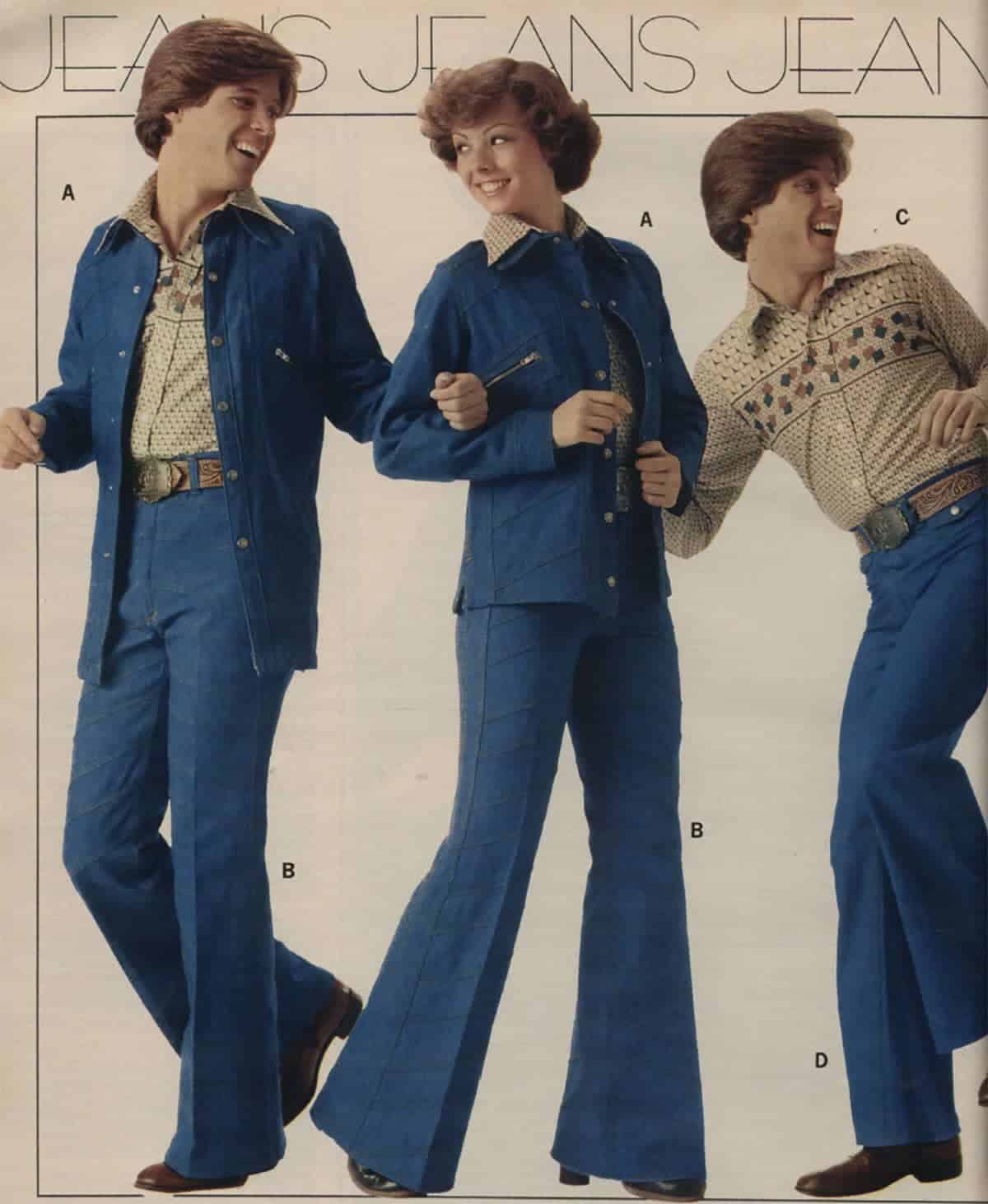 Speigel Catalog 1976 showing men and women in bell bottom leisure suits