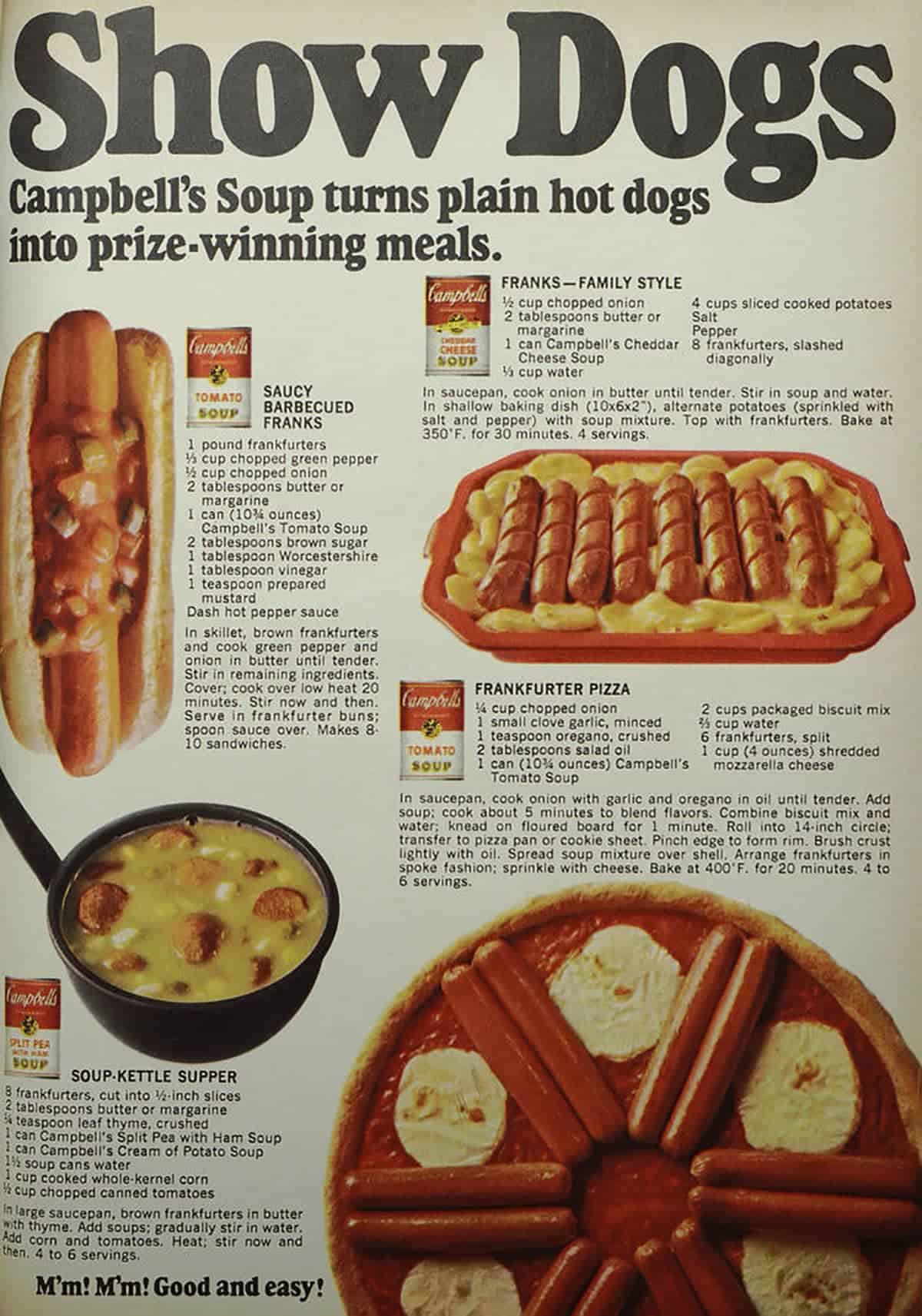 Cambell's Ad Showing Soup and Hot Dogs