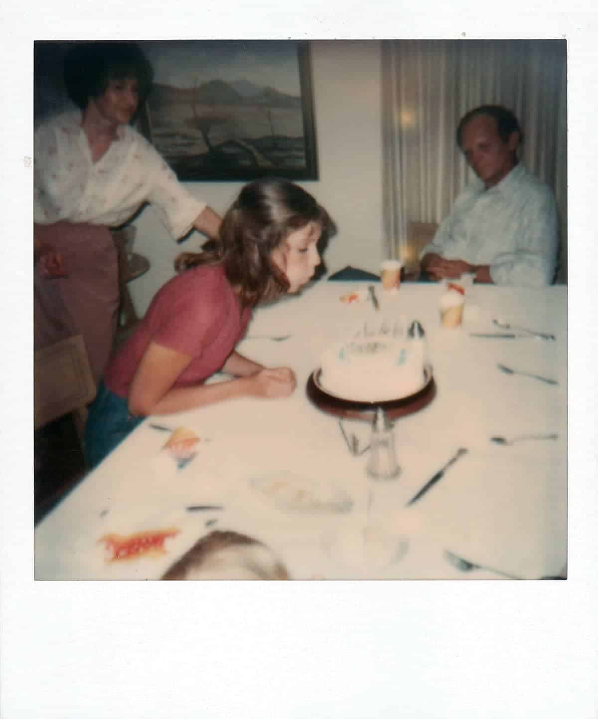 Polaroid of a birthday party in the 1970s
