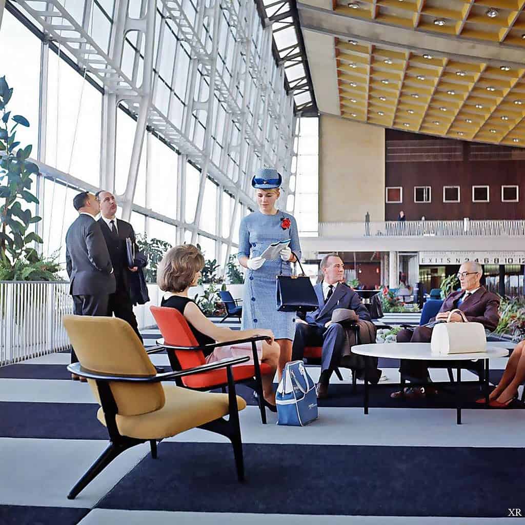 Brussels Airport 1958 with Flight Attendent
