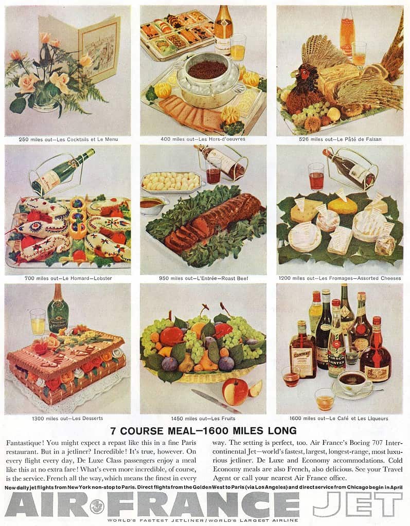 Air France ad for the 7 Course Meal in 1960