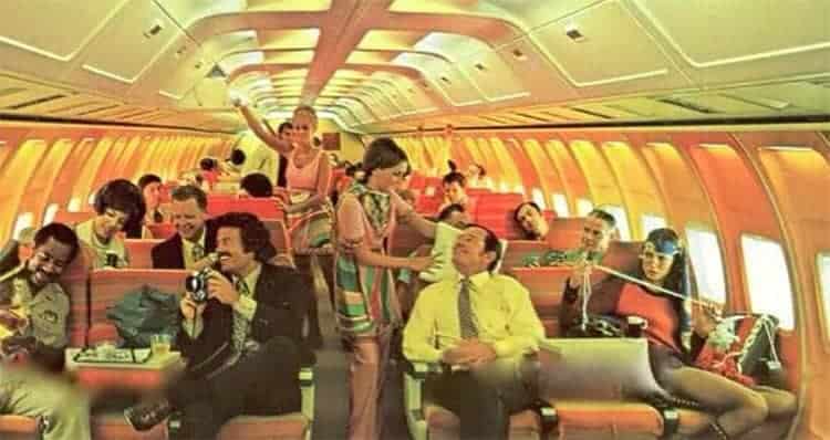 1970s airplane cabin